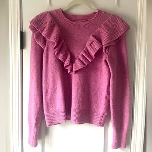 LOFT Pink Ruffle Sweater
